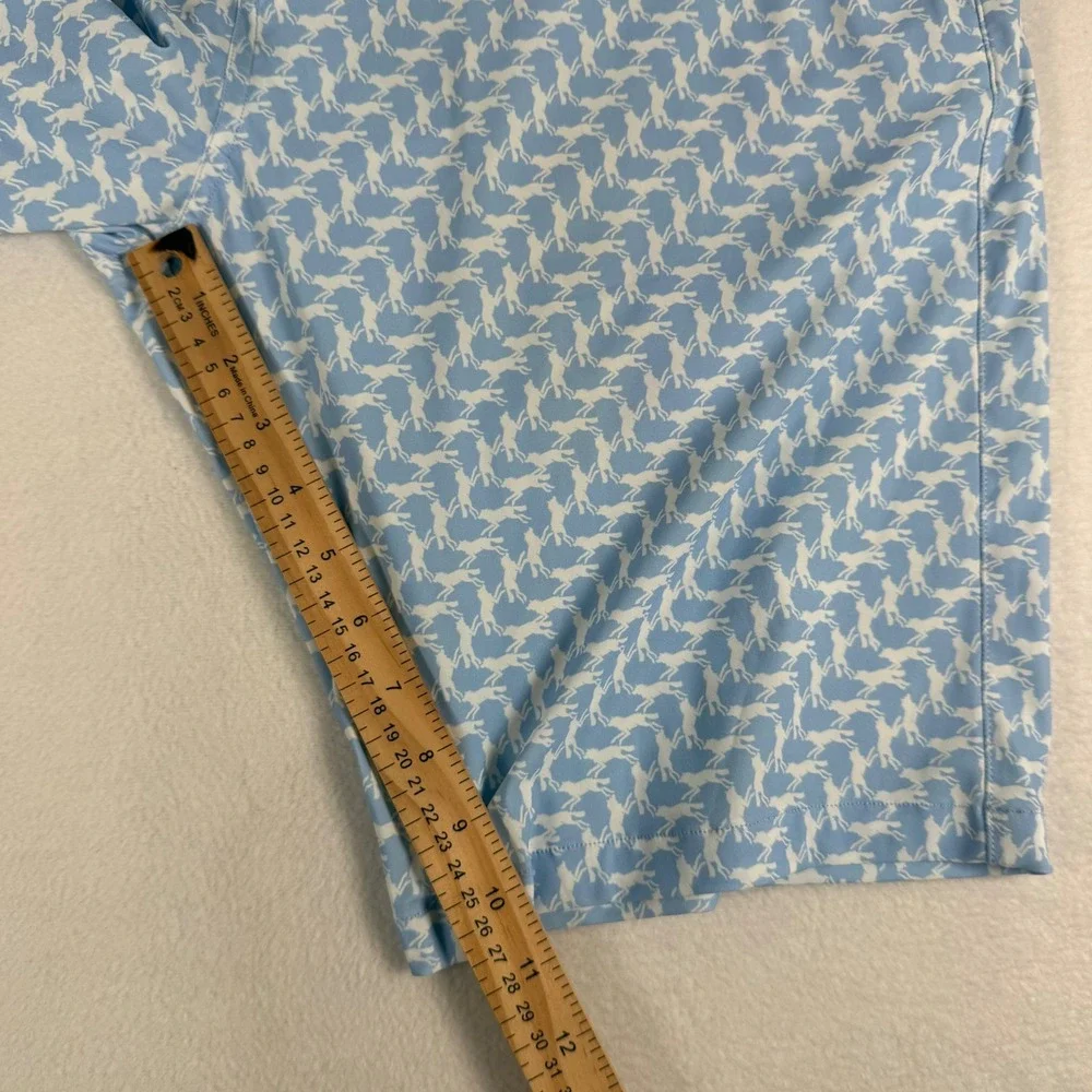 Greyson Wolf Print Golf Shorts Mens 36 Blue White Performance Stretch Golfcore